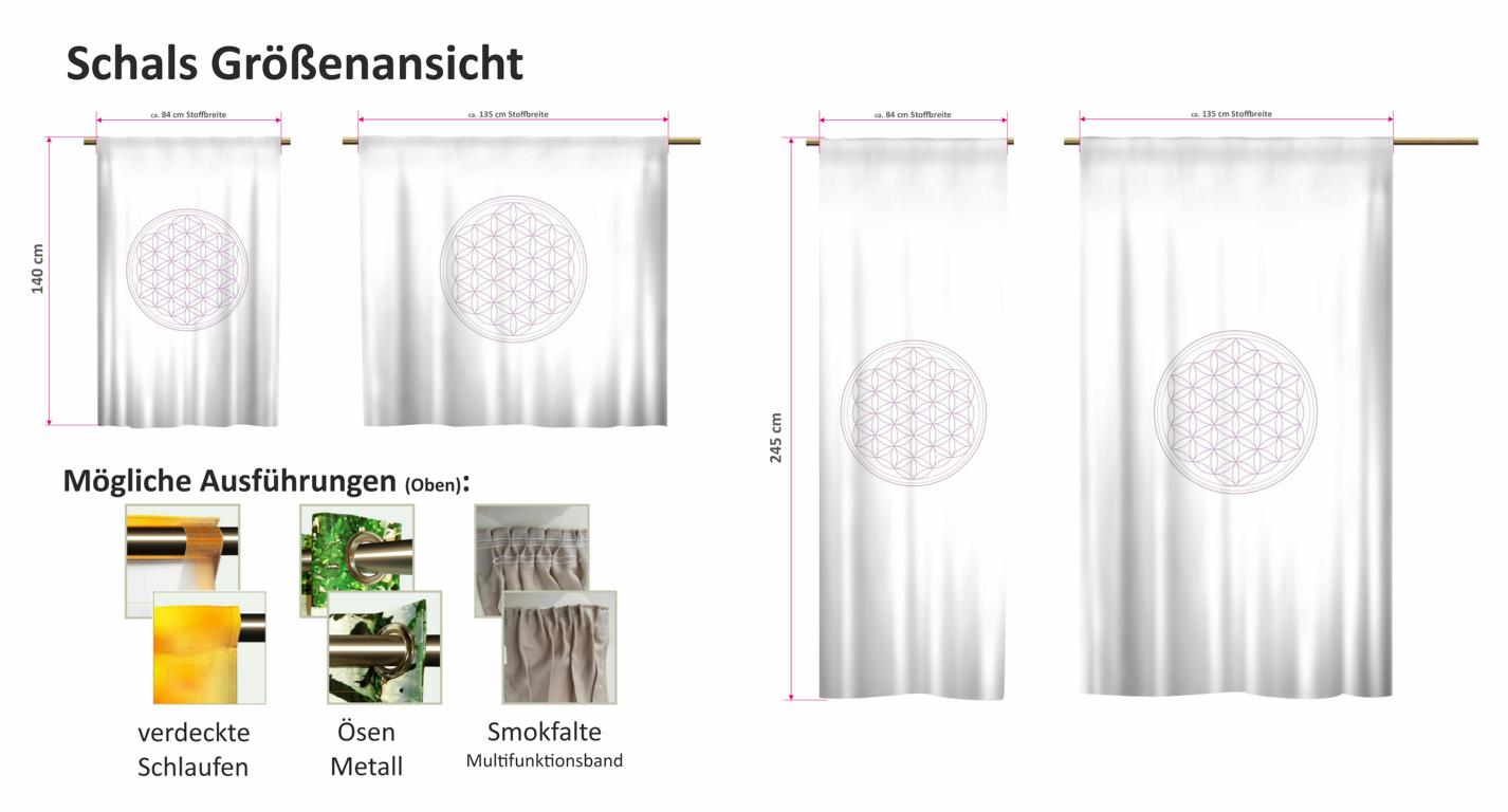 Schlaufenschal Ösenschal Vorhang mit Zugband Blume des Lebens flieder